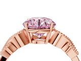 Rose gold Fancy Pink Round Cut Solitaire Milgrain Leaf Band with Prong Setting_4