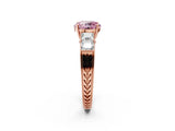 Rose gold Fancy Pink Round Cut Solitaire Princess Side Stone Engraved Band Prong Setting Ring_2