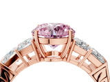 Rose gold Fancy Pink Round Cut Solitaire Princess Side Stone Engraved Band Prong Setting Ring_4