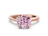 Rose gold Fancy Pink Round  Cut Solitaire Ring with Cathedral Band and Four-Prong Setting