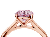 Rose gold Fancy Pink Round  Cut Solitaire Ring with Cathedral Band and Four-Prong Setting_4