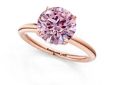 Rose gold Fancy Pink Round  Cut Solitaire Ring with Thin Band and Four-Prong Setting_1