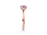 Rose gold Fancy Pink Round  Cut Solitaire Ring with Thin Band and Four-Prong Setting_2