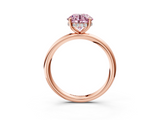 Rose gold Fancy Pink Round  Cut Solitaire Ring with Thin Band and Four-Prong Setting_3