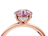 Rose gold Fancy Pink Round  Cut Solitaire Ring with Thin Band and Four-Prong Setting_4