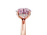 Rose gold Fancy Pink Round  Cut Solitaire Ring with Thin Band and Four-Prong Setting_5