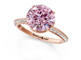 Rose gold Fancy Pink Round Cut Solitaire Split Shank Pave Diamond Engagement Ring with Four-Prong Setting_1