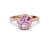 Rose gold Fancy Pink Round Cut Solitaire Split Shank Pave Diamond Engagement Ring with Four-Prong Setting_24