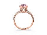 Rose gold Fancy Pink Round Cut Solitaire Split Shank Pave Diamond Engagement Ring with Four-Prong Setting_27