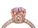 Rose gold Fancy Pink Round Cut Solitaire Split Shank Pave Diamond Engagement Ring with Four-Prong Setting_28