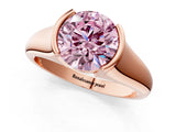 Rose gold Fancy Pink Round Cut Solitaire Tension Set Diamond Ring with Split Shank Band_1