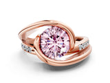 Rose gold Fancy Pink Round Cut Solitaire Tension-Set Diamond Split Shank Ring