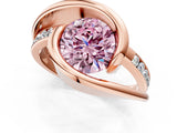 Rose gold Fancy Pink Round Cut Solitaire Tension-Set Diamond Split Shank Ring_1