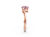 Rose gold Fancy Pink Round  Cut Solitaire Twist Band Ring with Four-Prong Setting_2