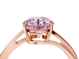 Rose gold Fancy Pink Round  Cut Solitaire Twist Band Ring with Four-Prong Setting_4