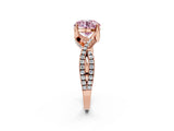 Rose gold Fancy Pink Round Cut Solitaire Twist Pave Diamond Engagement Ring with Prong Setting_2