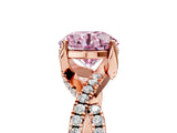 Rose gold Fancy Pink Round Cut Solitaire Twist Pave Diamond Engagement Ring with Prong Setting_41