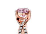 Rose gold Fancy Pink Round Cut Solitaire Twist Pave Diamond Engagement Ring with Prong Setting_5