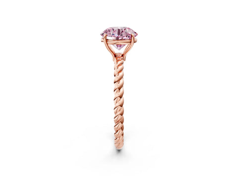 Rose gold Fancy Pink Round Cut Solitaire Twisted Band 4-Prong Ring_2