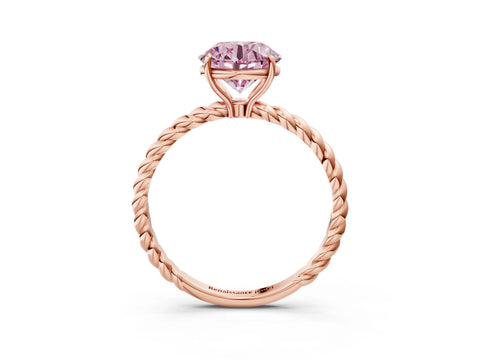 Rose gold Fancy Pink Round Cut Solitaire Twisted Band 4-Prong Ring_3