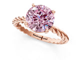 Rose gold Fancy Pink Round  Cut Solitaire Twisted Band with Four-Prong Setting_30