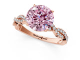 Rose gold Fancy Pink Round Cut Solitaire Twisted Pave Band with Four-Prong Setting_6