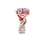 Rose gold Fancy Pink Round Cut Solitaire Twisted Pave Band with Four-Prong Setting_8