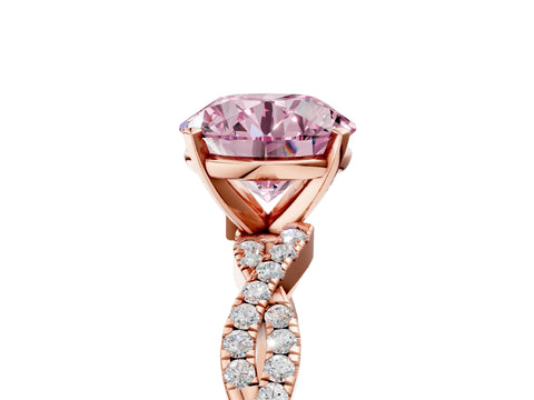 Rose gold Fancy Pink Round Cut Solitaire Twisted Pave Band with Four-Prong Setting_8