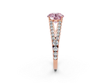 Rose gold Fancy Pink Round  Cut Split Shank Pave Diamond Engagement Ring with Four-Prong Setting_2