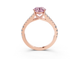 Rose gold Fancy Pink Round  Cut Split Shank Pave Diamond Engagement Ring with Four-Prong Setting_3