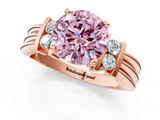 Rose gold Fancy Pink Round  Cut Three-Stone Channel Set Ring with Bar Prongs_1
