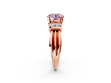 Rose gold Fancy Pink Round  Cut Three-Stone Channel Set Ring with Bar Prongs_2