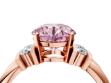 Rose gold Fancy Pink Round  Cut Three-Stone Channel Set Ring with Bar Prongs_4