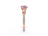Rose gold Fancy Pink Round  Cut Three-Stone Diamond Pavé Band with Prong Setting_2