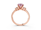 Rose gold Fancy Pink Round  Cut Three-Stone Diamond Pavé Band with Prong Setting_3