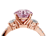 Rose gold Fancy Pink Round  Cut Three-Stone Diamond Pavé Band with Prong Setting_4