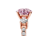 Rose gold Fancy Pink Round  Cut Three-Stone Diamond Pavé Band with Prong Setting_5