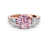 Rose gold Fancy Pink Round  Cut Three-Stone Diamond Pave Band with Prong Setting_17
