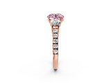 Rose gold Fancy Pink Round  Cut Three-Stone Diamond Pave Band with Prong Setting_19