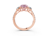 Rose gold Fancy Pink Round  Cut Three-Stone Diamond Pave Band with Prong Setting_20