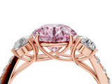 Rose gold Fancy Pink Round  Cut Three-Stone Diamond Pave Band with Prong Setting_21