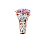 Rose gold Fancy Pink Round  Cut Three-Stone Diamond Pave Band with Prong Setting_22
