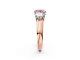 Rose gold Fancy Pink Round Cut Three-Stone Diamond Ring with Prong Setting on a Classic Band_14