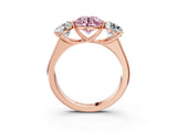 Rose gold Fancy Pink Round Cut Three-Stone Diamond Ring with Prong Setting on a Classic Band_15