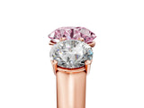 Rose gold Fancy Pink Round Cut Three-Stone Diamond Ring with Prong Setting on a Classic Band_17
