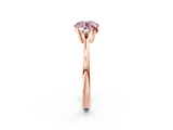 Rose gold Fancy Pink Round  Cut Three-Stone Solitaire Ring with Round Accent Diamonds and Four-Prong Setting_2