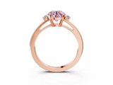 Rose gold Fancy Pink Round  Cut Three-Stone Solitaire Ring with Round Accent Diamonds and Four-Prong Setting_3