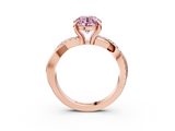 Rose gold Fancy Pink Round  Cut Twist Band Solitaire Diamond Ring with Pavé Setting_6