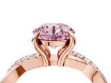 Rose gold Fancy Pink Round  Cut Twist Band Solitaire Diamond Ring with Pavé Setting_7