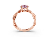 Rose gold Fancy Pink Round  Cut Twisted Pavé Band Solitaire Ring with Four-Prong Setting_3